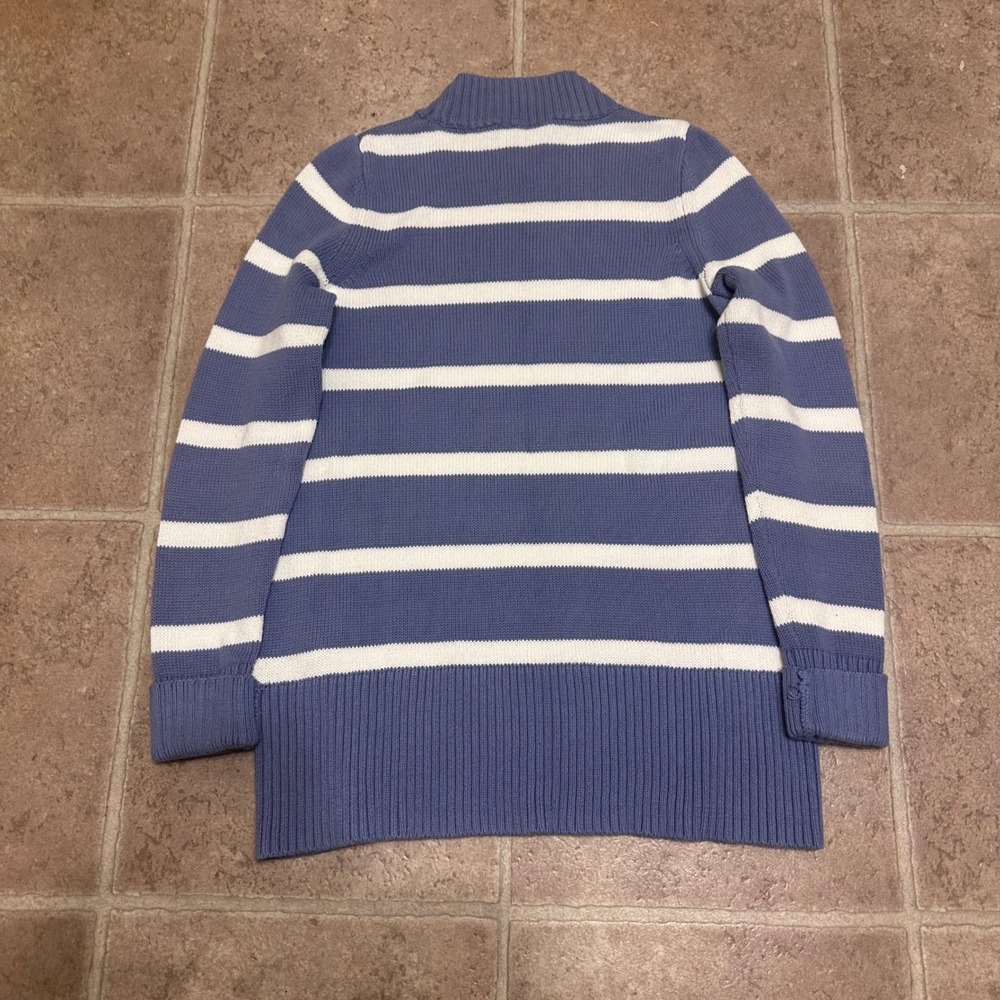 Gap Striped Sweater Womens Small Blue White Excellent Mock Neck Knit Tunic - Picture 2 of 4